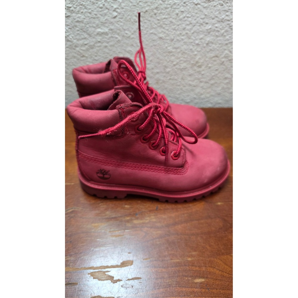 Timberland 6 Inch‎ Premium Waterproof Boots Toddler Size 10 Red A626K Nubuck